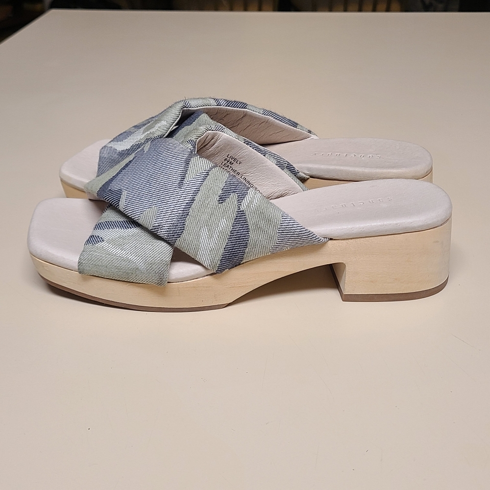 Sanctuary Lively Camo cross strap chunky block heel mule sandals size 6 1/2 - Picture 5 of 11